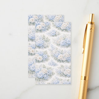 SoftBlue Floral Pattern Elegant Romantic Botanical Enclosure Card