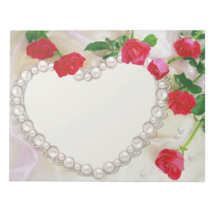 Soften Roses and Hearts Wedding Floral Love Notepad