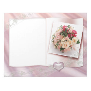 Soften Roses and Hearts Wedding Floral Love Notepad
