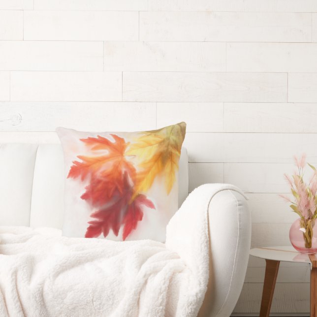 Softened Fall Leaves Throw Pillow (Couch)