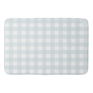 Softest Light Blue Gingham Buffalo Check Plaid Bath Mat