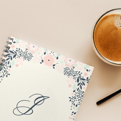 Softest Monogram  Floral Personal Custom Notebook