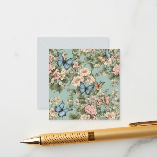 Softest Pink Blue Floral & Butterfly Enclosure Card