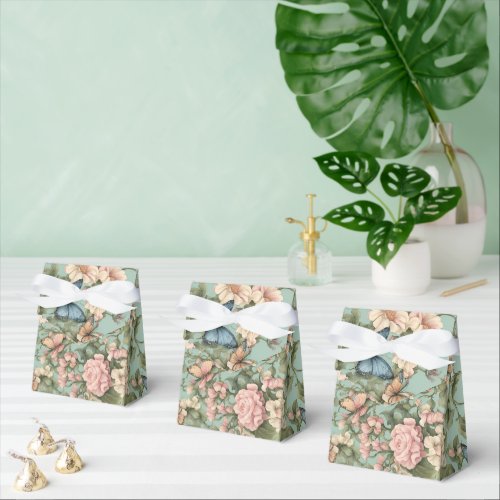 Softest Pink Blue Floral & Butterfly Favor Boxes