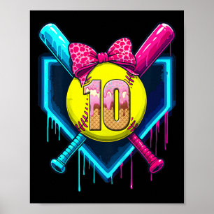 Softll 10 Years Old Ice Cream Drip 10th Birthday G Poster
