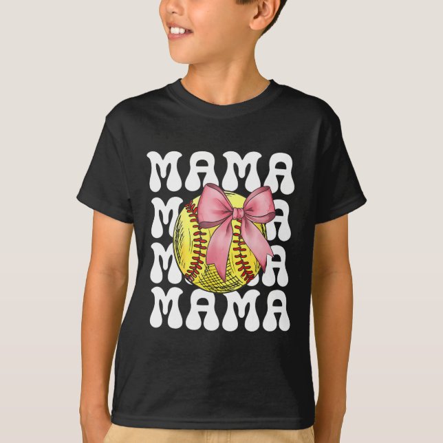 Softll Bow Softll Mom Mothers Day Women Softll Mam T-Shirt (Front)