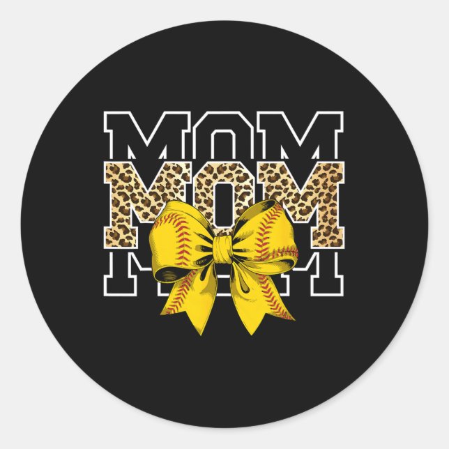 Softll Bow Women For Softll Leopard Mom Mothers Da Classic Round Sticker (Front)