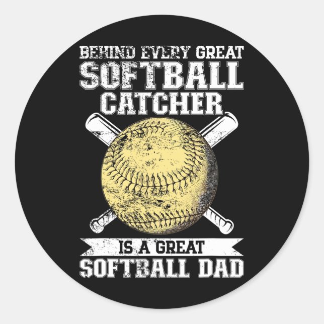 Softll Catcher Dad Pitcher Fastpitch Coach Fathers Classic Round Sticker (Front)