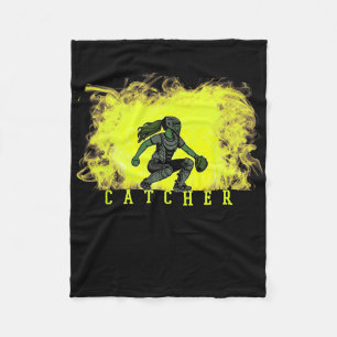 Softll Catcher Player With Yellow Smoke Ckground A Fleece Blanket