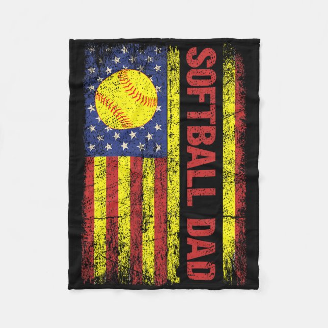 Softll Dad American Us Flag Shirt Papa Father's Da Fleece Blanket (Front)