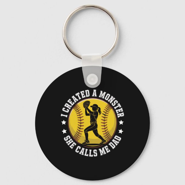 Softll Dad Funny Monster Proud Parent For Player G Keychain (Front)