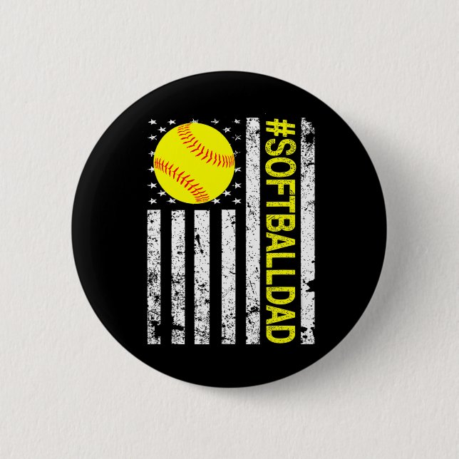 Softll Dad - Usa American Flag Softll  Button (Front)