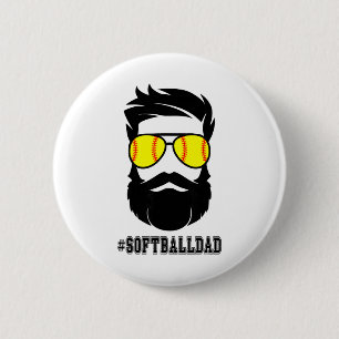 Softll Dad With Beard And Cool Sungles Button