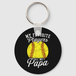 Softll Dads My Favorite Softll Player Calls Me Pap Keychain