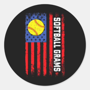 Softll Grams American Flag Funny Softll Player Classic Round Sticker