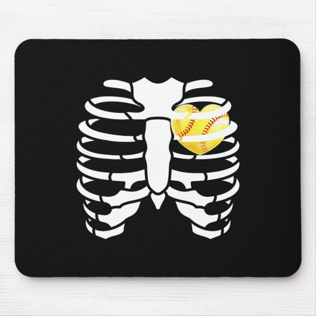 Softll Heart Inside Ribs Skeleton Halloween Costum Mouse Pad (Front)