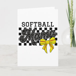 Softll Mama Mom Game Day Retro Checkered Coquette Card