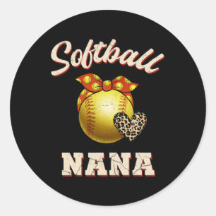 Softll Nana Leopard Heart Fans Mother's Day Gift Classic Round Sticker
