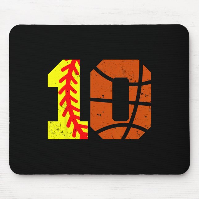 Softll Sketll Number 10 Jersey Funny 10th Birthday Mouse Pad (Front)