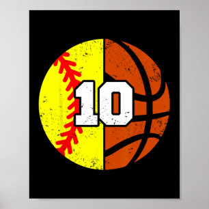 Softll Sketll Number 10 Jersey Funny 10th Birthday Poster