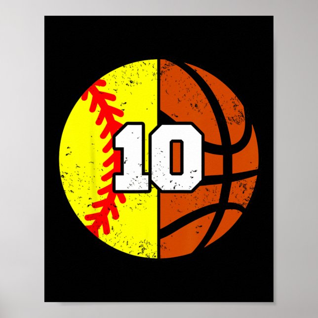 Softll Sketll Number 10 Jersey Funny 10th Birthday Poster (Front)