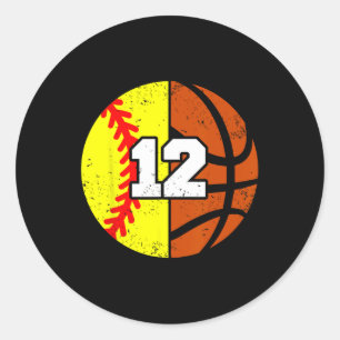 Softll Sketll Number 12 Jersey Funny 12th Birthday Classic Round Sticker
