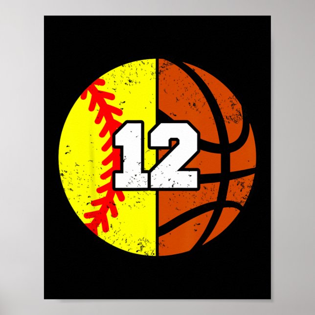 Softll Sketll Number 12 Jersey Funny 12th Birthday Poster (Front)