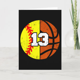 Softll Sketll Number 13 Jersey Funny 13th Birthday Card