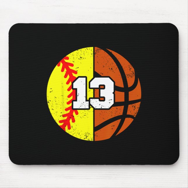 Softll Sketll Number 13 Jersey Funny 13th Birthday Mouse Pad (Front)