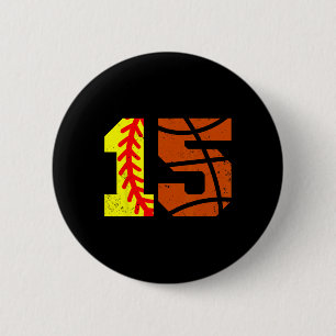 Softll Sketll Number 15 Jersey Funny 15th Birthday Button