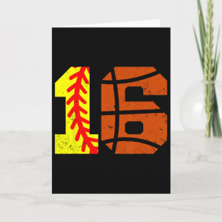 Softll Sketll Number 16 Jersey Funny 16th Birthday Card