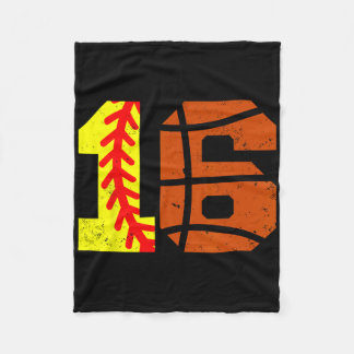Softll Sketll Number 16 Jersey Funny 16th Birthday Fleece Blanket