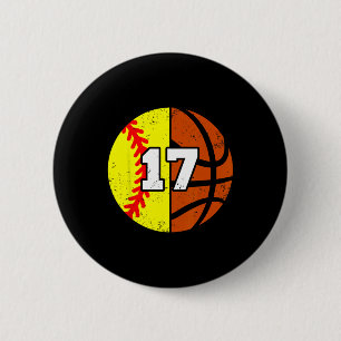 Softll Sketll Number 17 Jersey Funny 17th Birthday Button