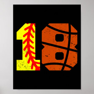 Softll Sketll Number 18 Jersey Funny 18th Birthday Poster