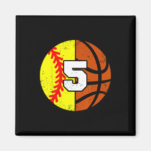 Softll Sketll Number 5 Jersey Funny 5th Birthday  Magnet