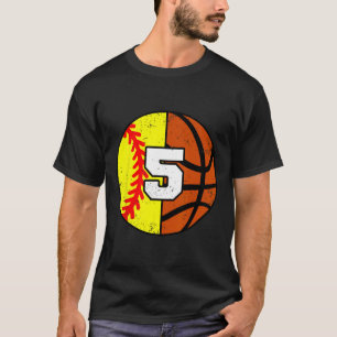 Softll Sketll Number 5 Jersey Funny 5th Birthday T-Shirt