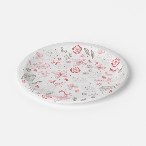 Softly Blooming Pink Leaves Nature Paper Plates