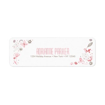 Softly Blooming Pink Nature Bouquet Label by mistyqe at Zazzle