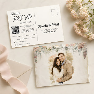 Softly Spoken Rustic Floral RSVP Card