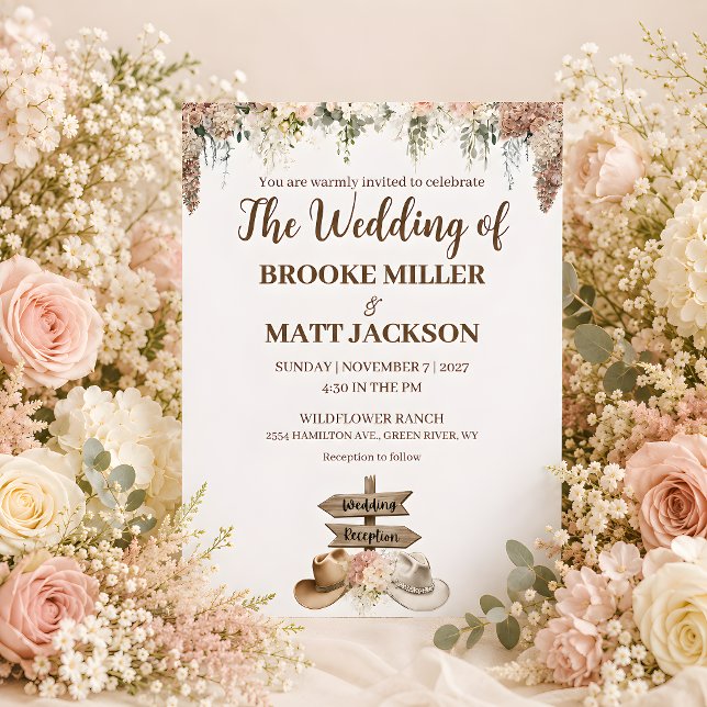 Softly Spoken Rustic Floral Wedding Invitation (Softly Spoken Rustic Floral Wedding Invitation)