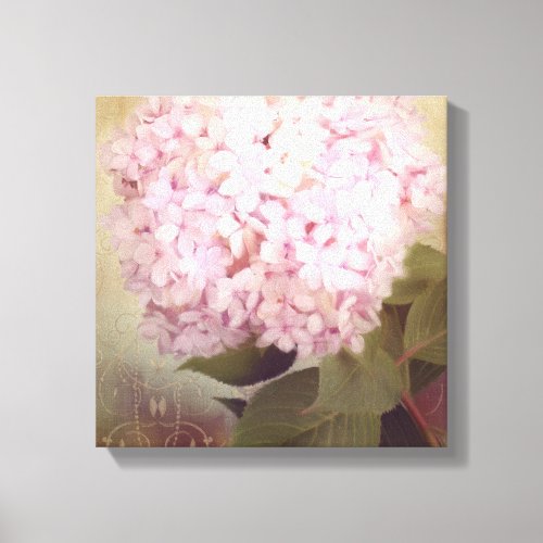 Softly Summer 2 Songbirds Pink Hydrangea Floral Canvas Print
