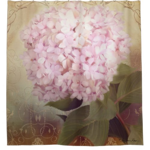 Softly Summer Blush Hydrangea Flower Vintage Style Shower Curtain