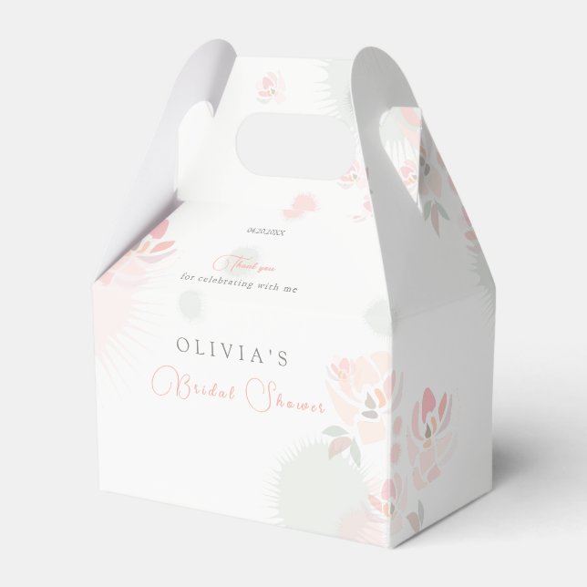 Softness Tea Roses Bridal Shower Favor Boxes (Front Side)