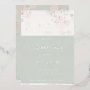 Softness Tea Roses Bridal Shower Foil Invitation