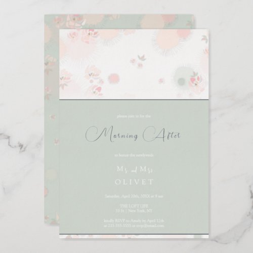 Softness Tea Roses Morning After Foil Invitation