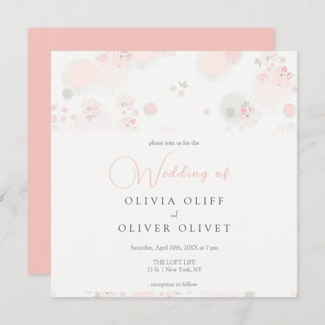 Softness Tea Roses Wedding Invitation (Front/Back)