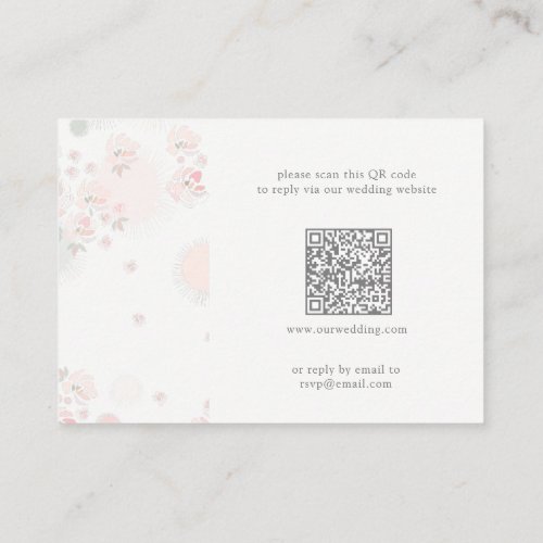 Softness Tea Roses Wedding RSVP QR Code Enclosure Card