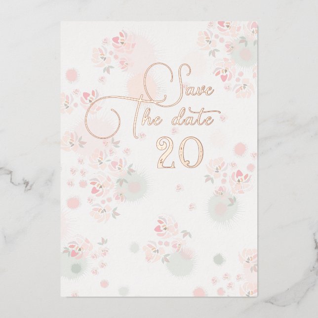 Softness Tea Roses Wedding Save The Date Foil Invitation (Front)