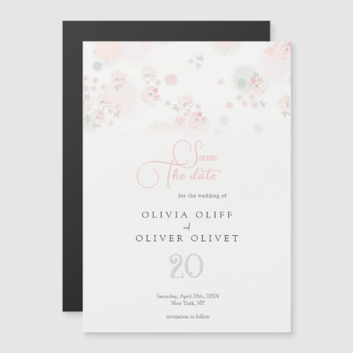 Softness Tea Roses Wedding Save The Date Magnetic Invitation