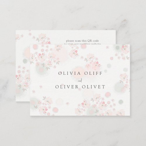 Softness Tea Roses Wedding Website QR Code Enclosure Card